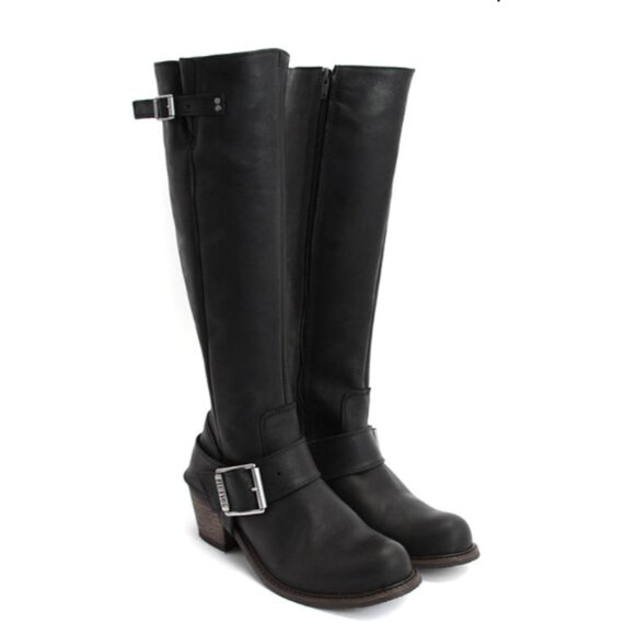 John Fluevog Adriana Luna Tall Buckled Harness Boot Black Leather 854025 - Picture 1 of 17